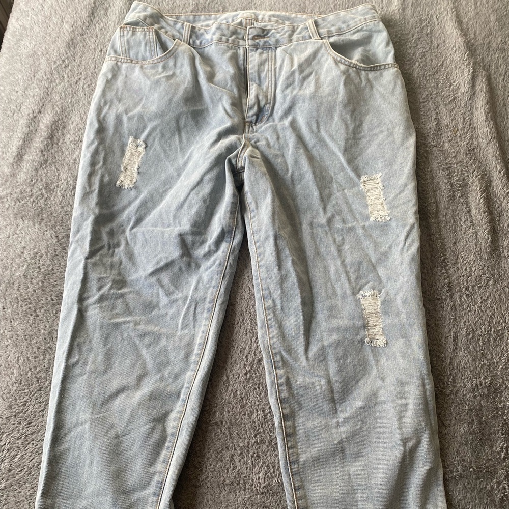 Plus Ripped washed mom jeans